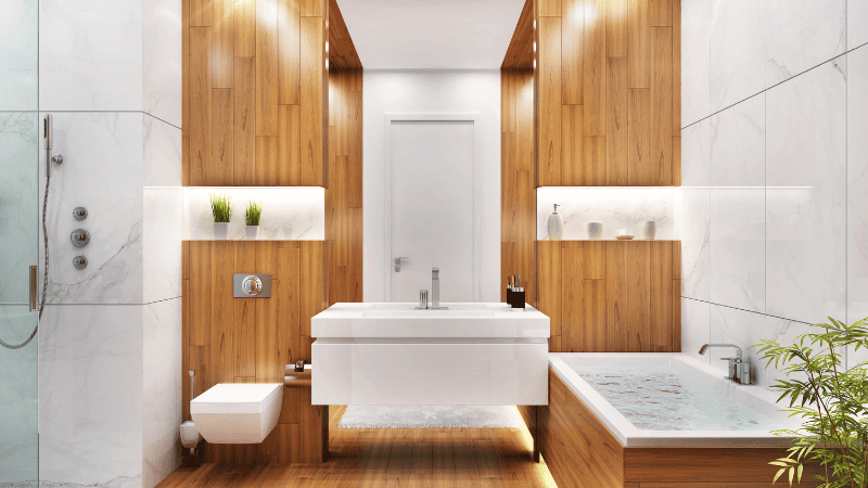 what is a modern master bathroom 